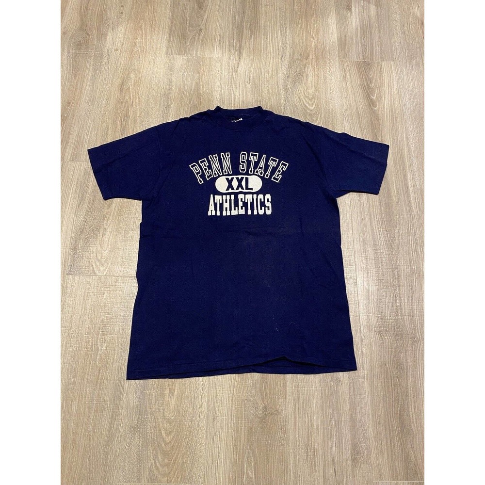 Vintage Champion Penn State Single Stitch T Shirt Mens XL Blue Short Sleeve 80s